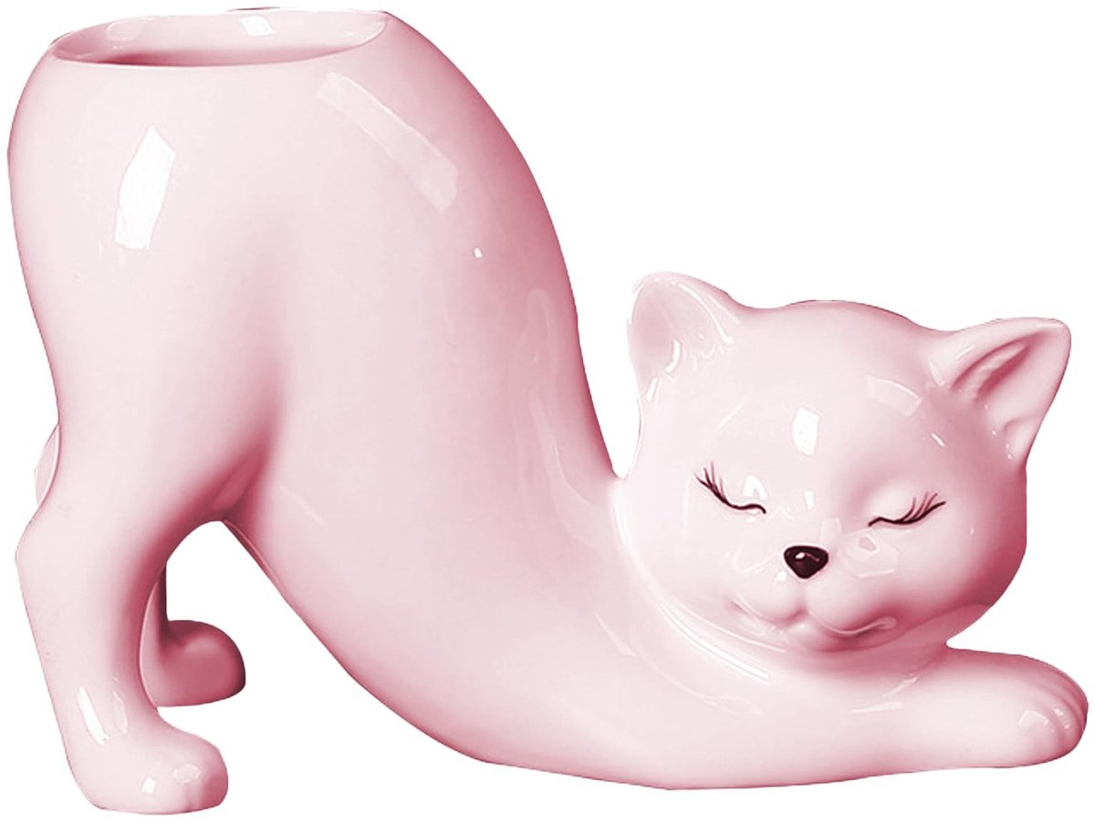 SolidKeus - Schattige Mini Kat Pot voor Succulenten (Roze)