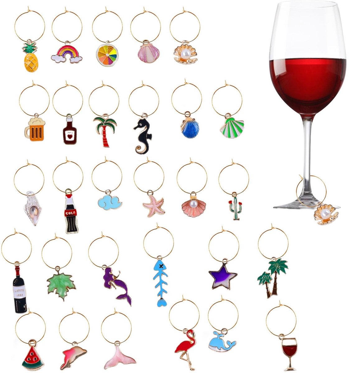 SolidKeus - Set van 30 Drinkglazen Markers voor Feestjes