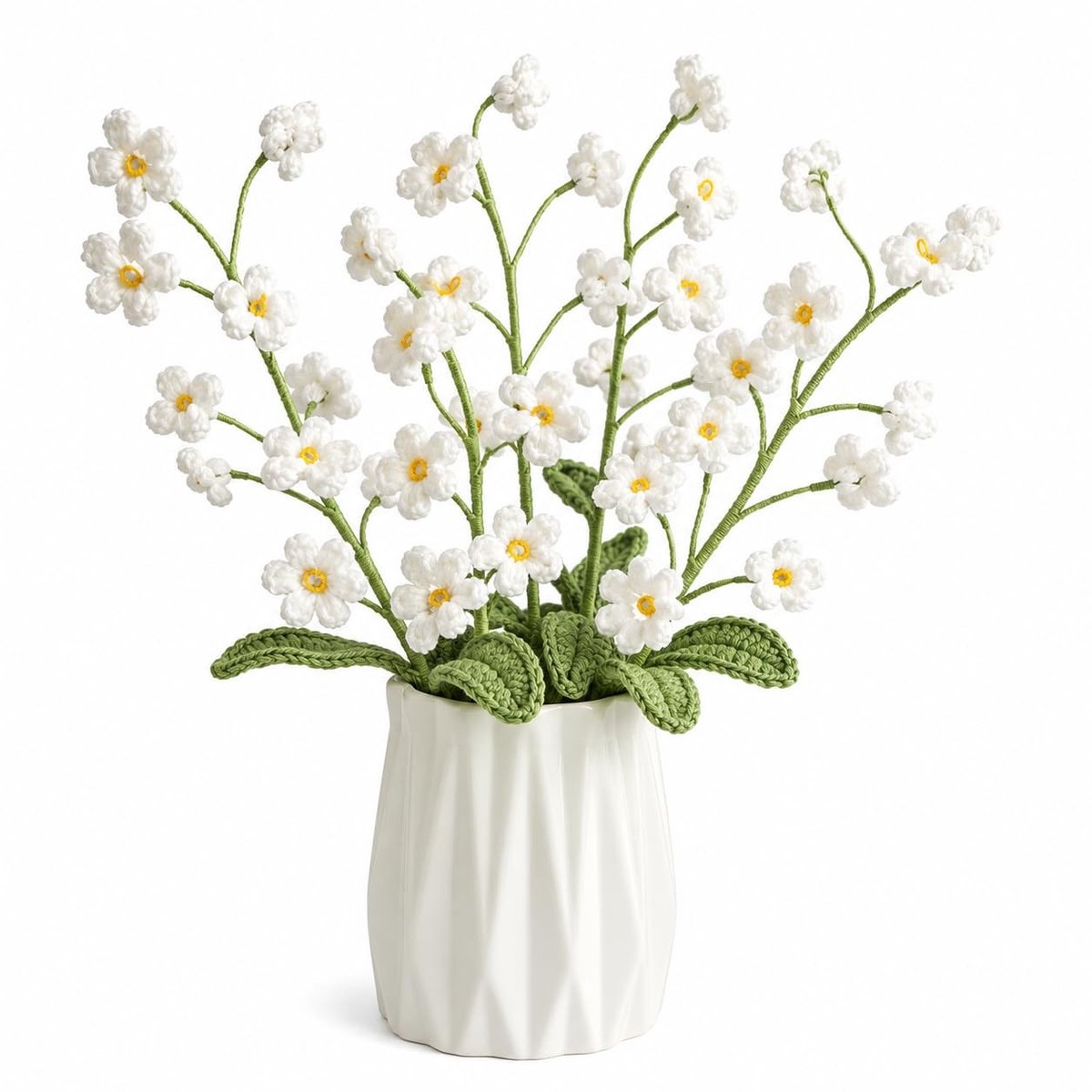 SolidKeus - Handgemaakt Gebreid Boeket van 4 Vergissmeinnicht Bloemen