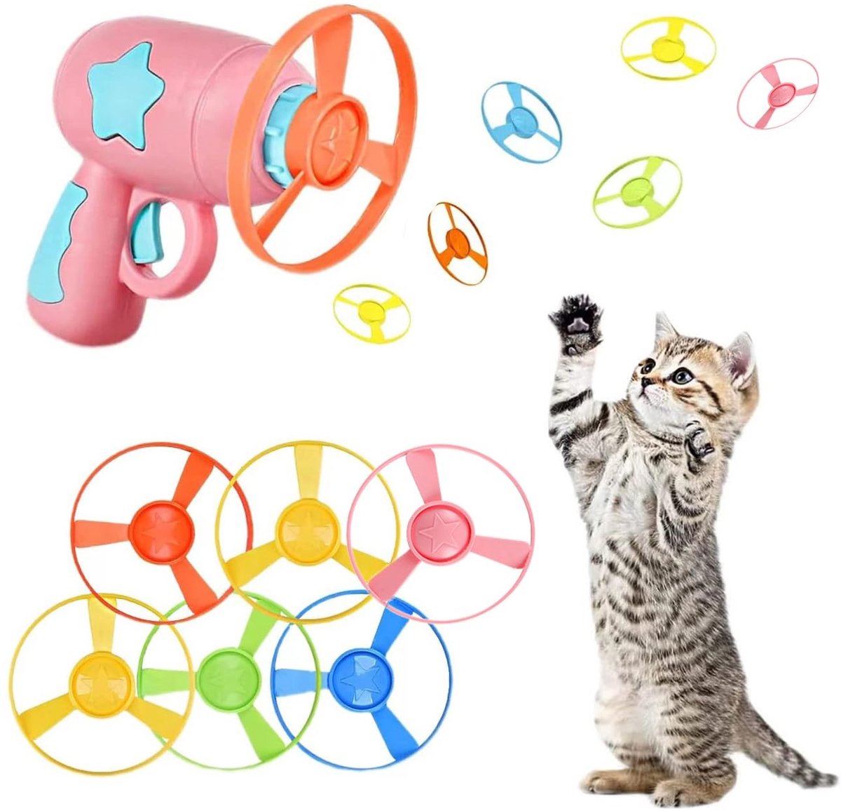 SolidKeus - Interactief Katten Speelgoed met Vliegende Propeller en Launcher
