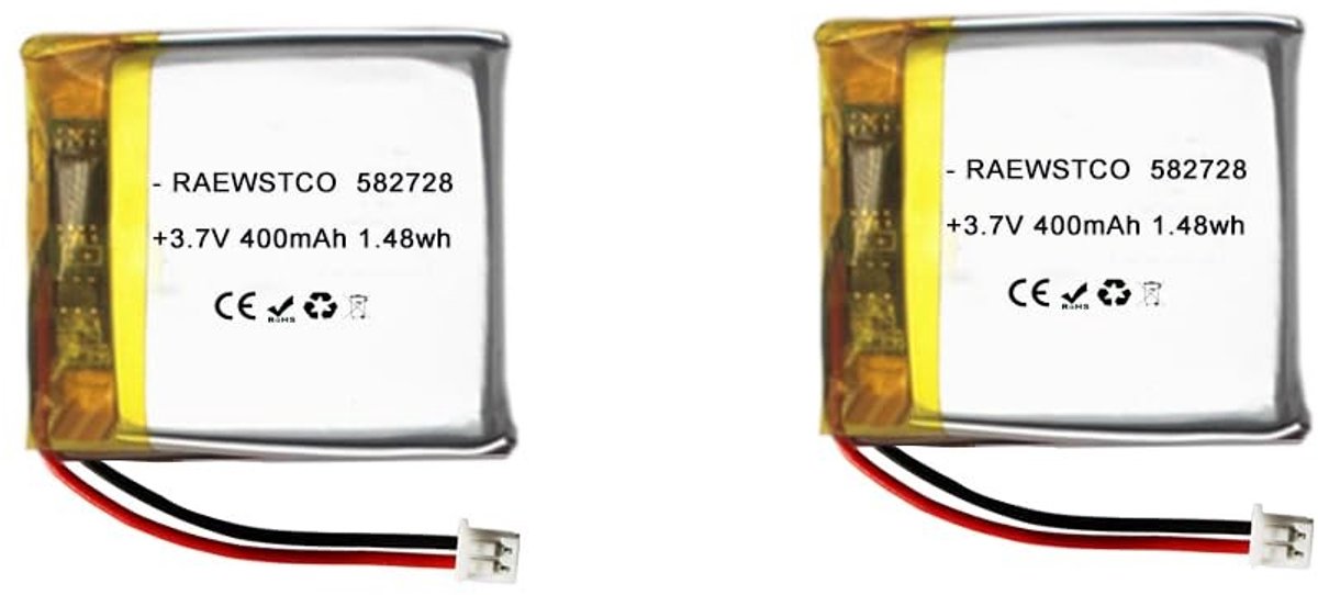 SolidKeus - 2 Stuks 3,7V 400mAh Polymeer Lithiumbatterij voor Make-up Spiegels en Trainingstoestellen