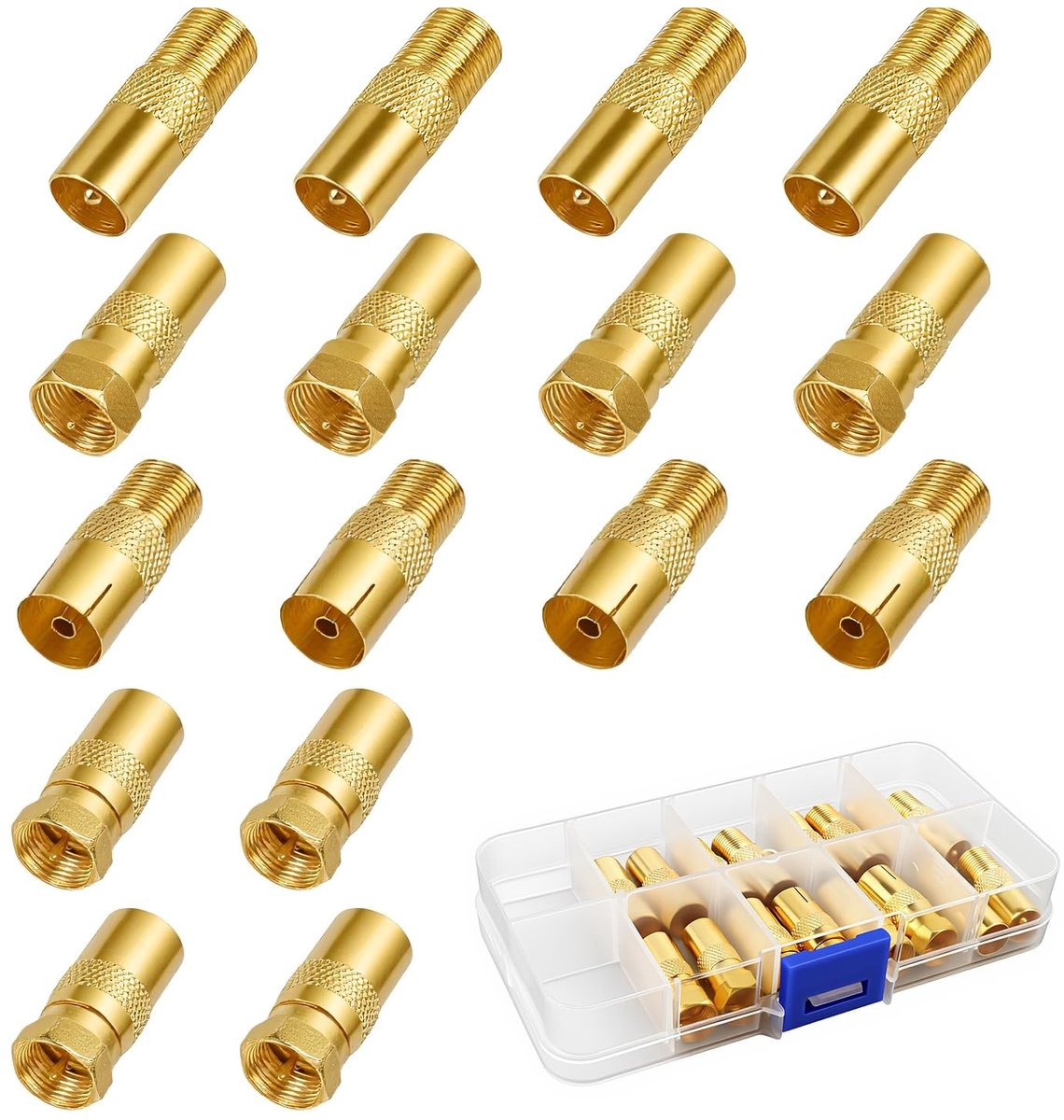 SolidKeus - Set van 16 F-type Coaxiale Koppelingen voor TV Antenne