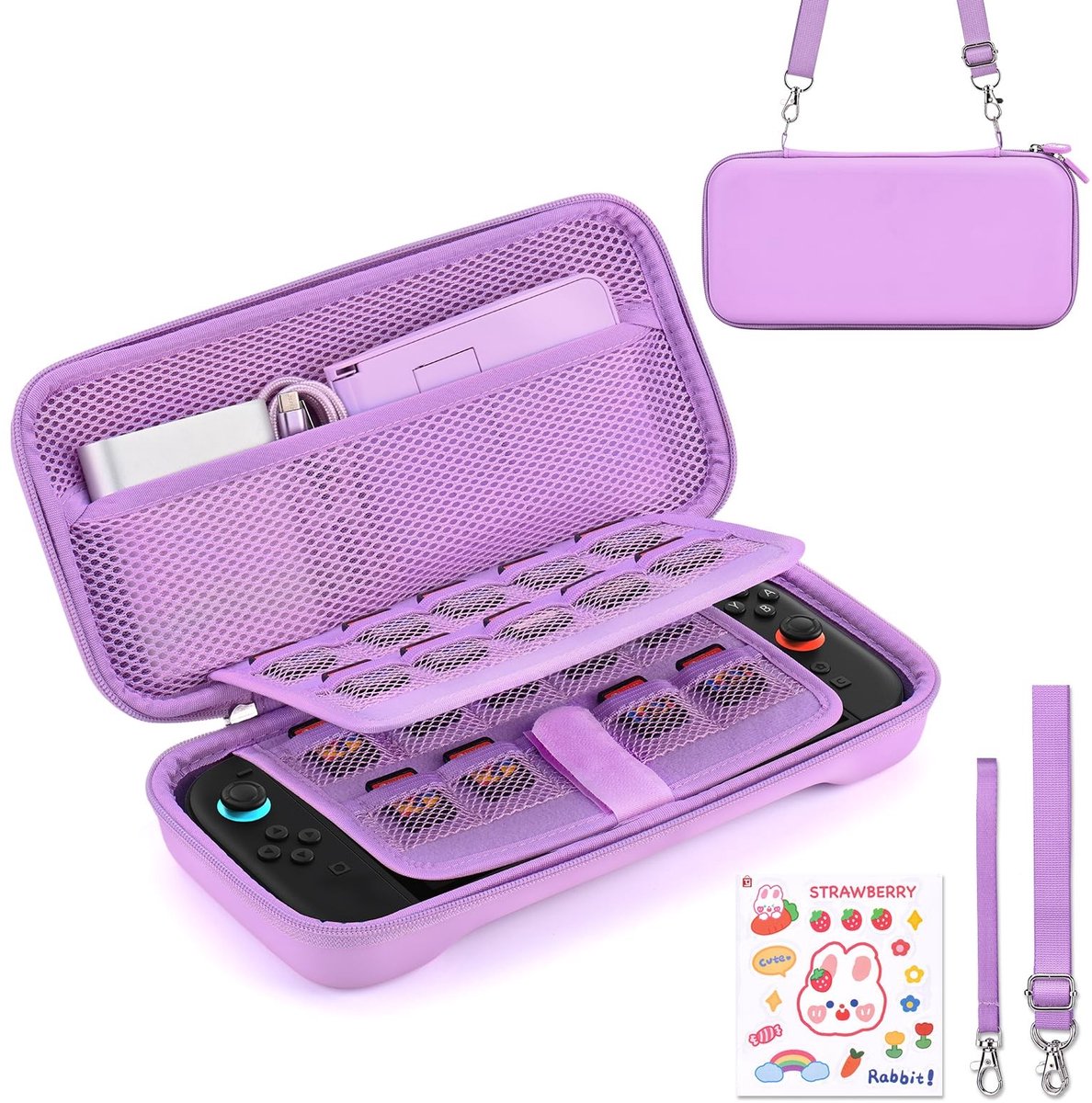 SolidKeus - Paarse Draagtas voor Switch 2 met 19 Spelkaartsleuven en Accessoires