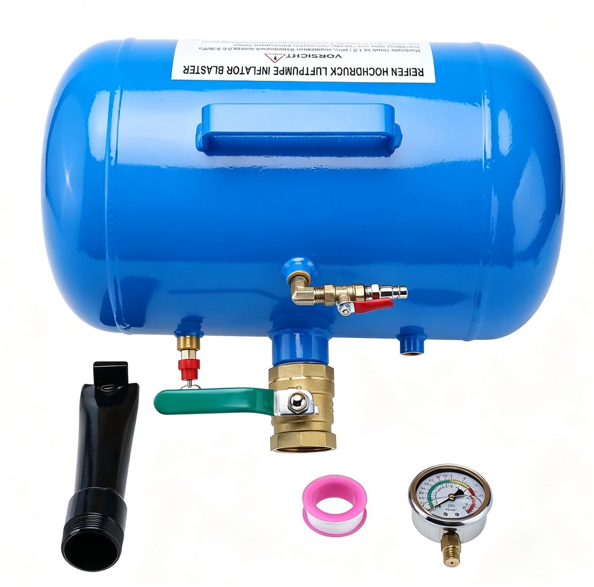 SolidKeus - 20 Liter Bandenbooster met Manometer voor Vrachtwagens en Auto's