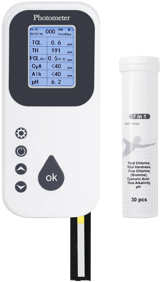 SolidKeus - Digitale 7-in-1 Water Test Kit voor Zwembaden en Spa's