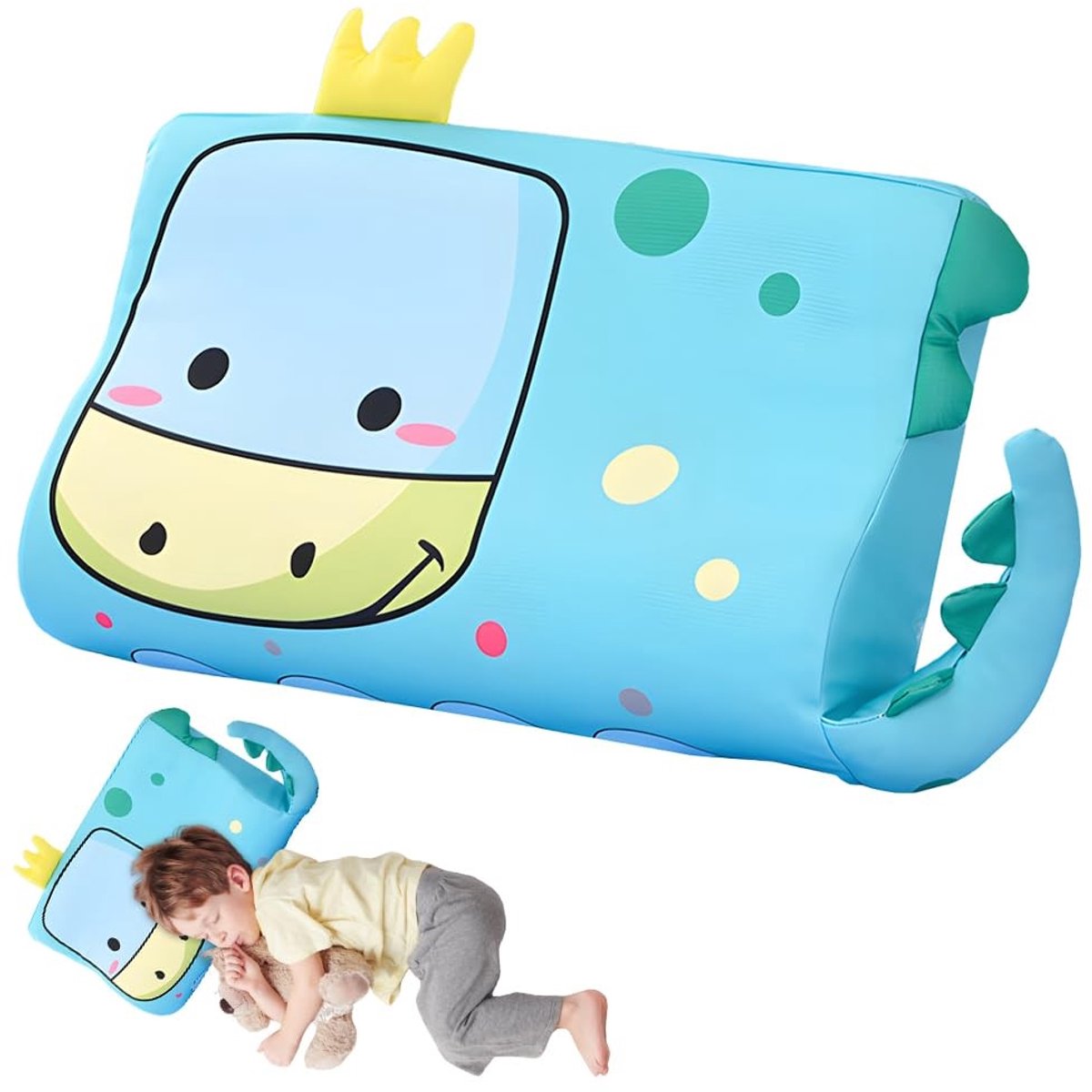 SolidKeus - Schlummerkids Kussen met Kussensloop en Memory Foam (Dino)