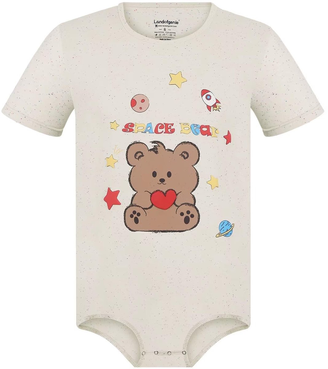 SolidKeus - Heren Bodysuit met Korte Mouwen en Ruimtebeer Print
