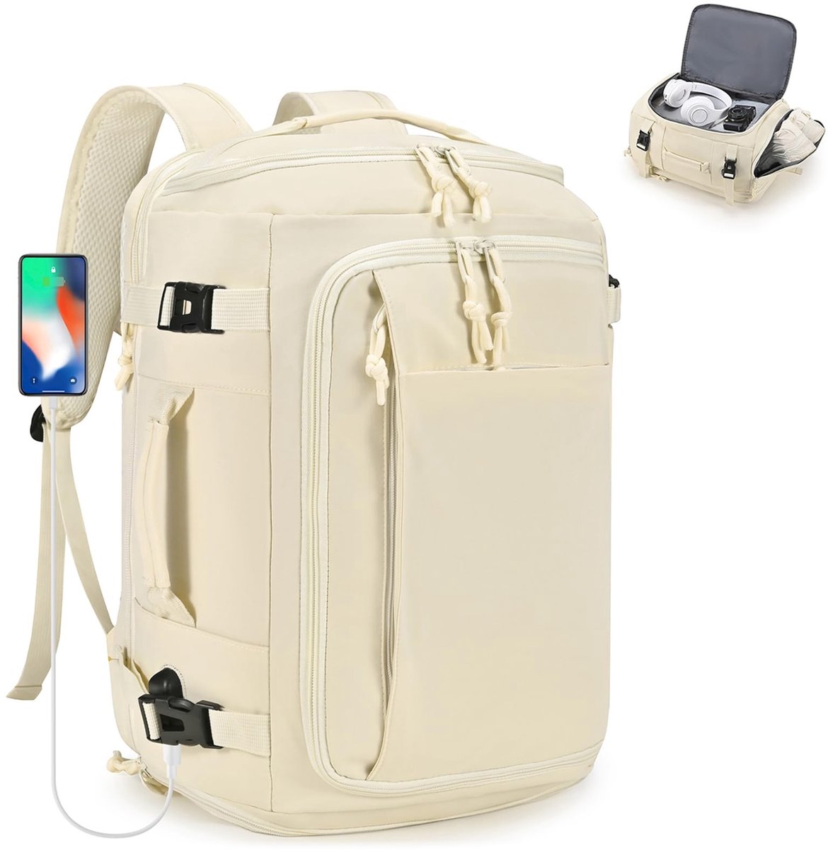 SolidKeus - Uitbreidbare Reisrugzak voor Cabin Luggage met USB Oplaadpoort