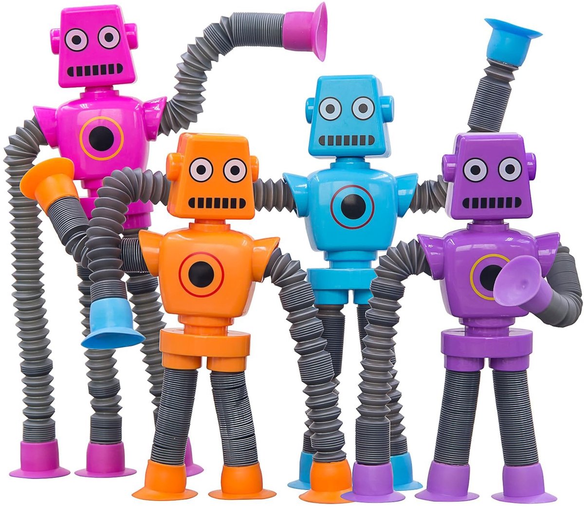 Telescopische Robot Speelgoed met Zuignappen - 4 Stuks Decompressie Speelgoed voor Kinderen en Volwassenen, Educatief en Interactief Speelgoed