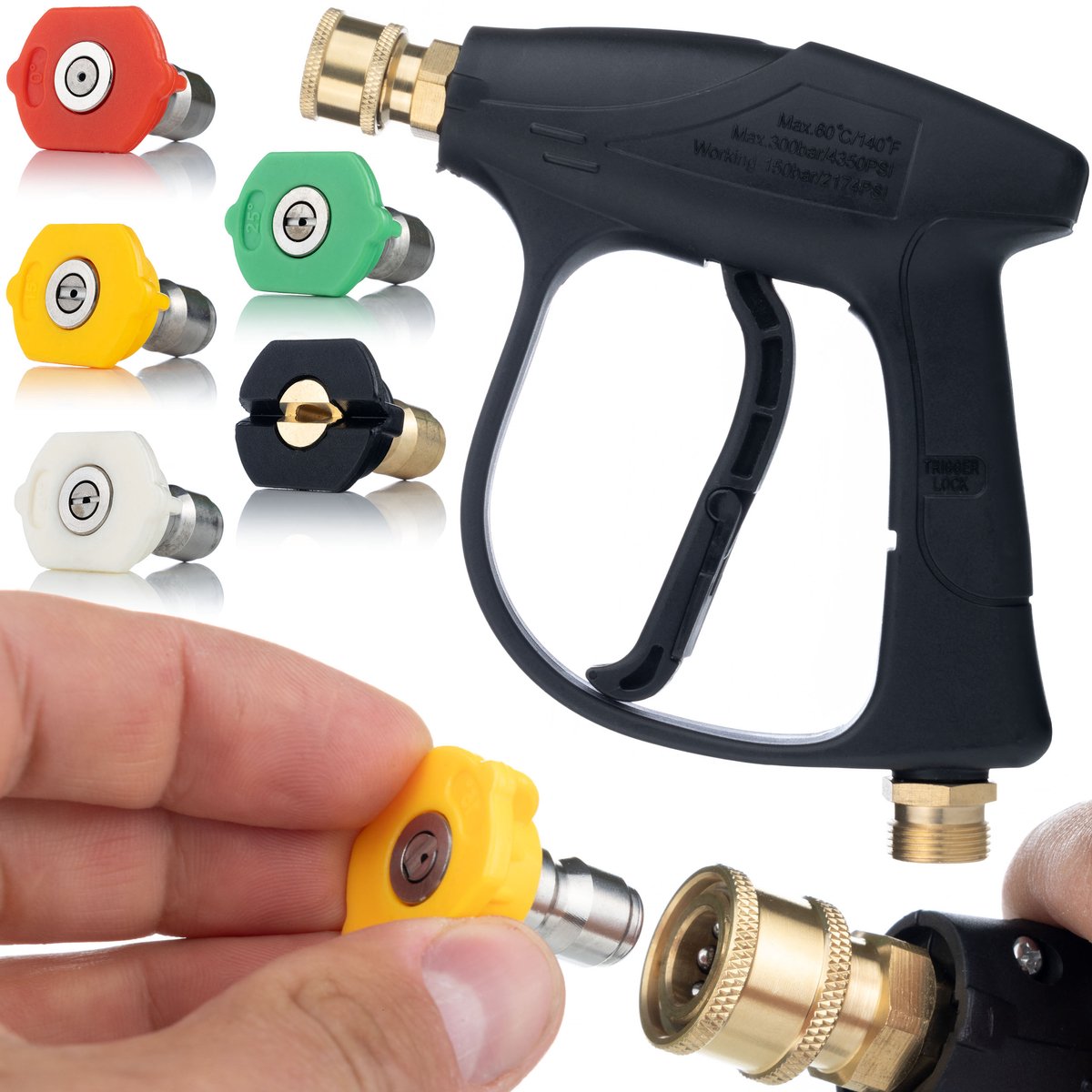 Rosfix Pistool Set Spuitpistool 4350PSI 22mm - 5 Spuitmondjes Set 0°/15°/25°/40°/60°