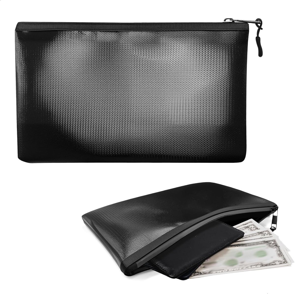 Brandveilige en waterdichte documententas met rits voor waardevolle foto's, geld, paspoorten en belangrijke documenten - 17 x 28 cm, zwart, ideaal voor bescherming en organisatie