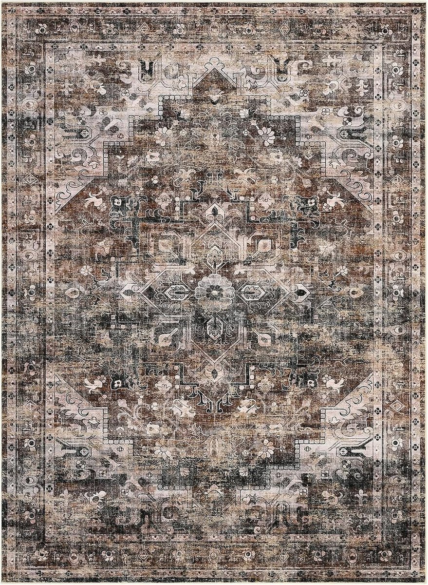 Perzisch Vloerkleed - Wasbaar Antislip Fluweelzacht - Bruin - 120x170 cm