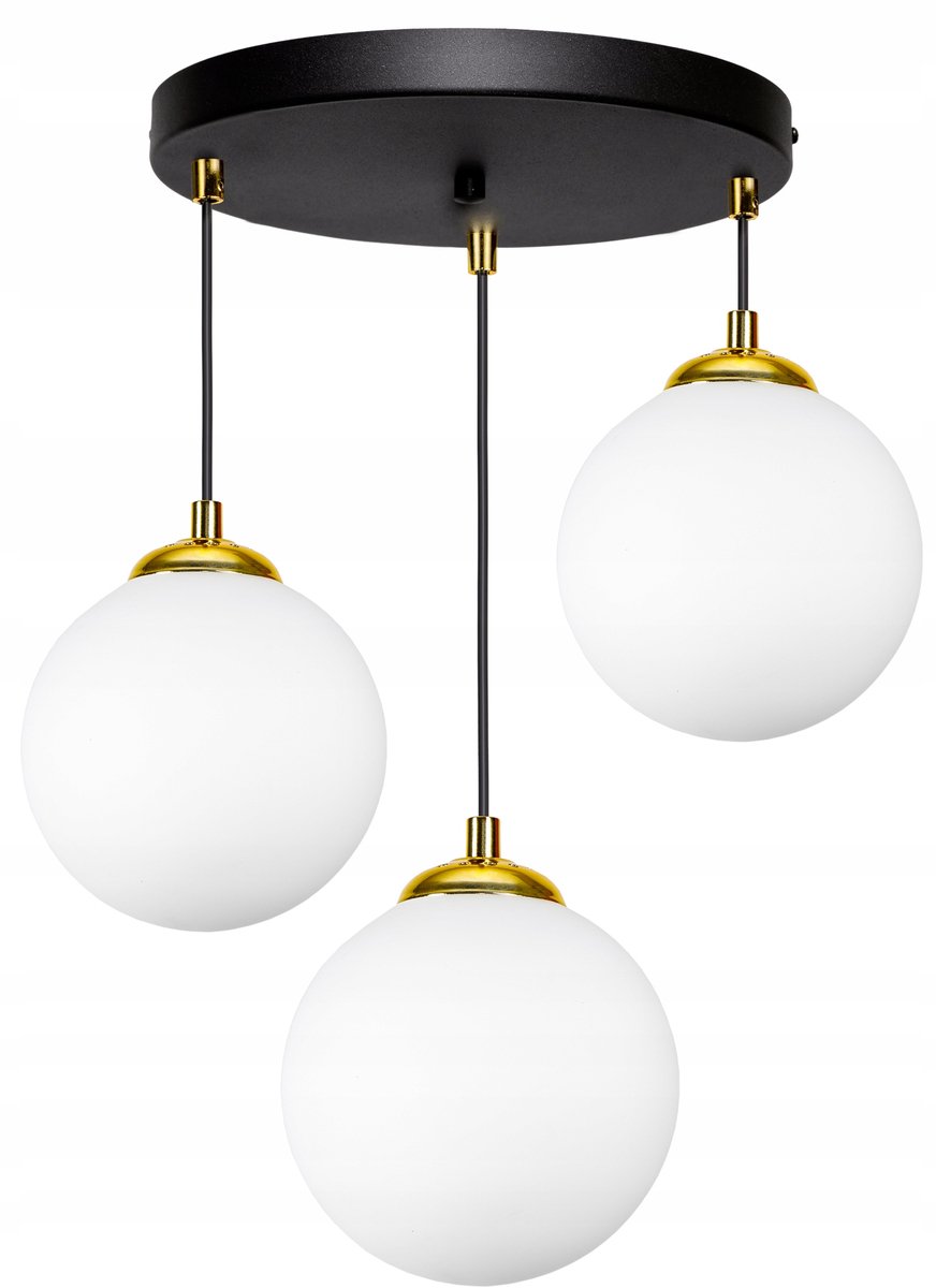 Moderne Glazen Hanglamp Plafond - Zwart/Goud met 3x E27