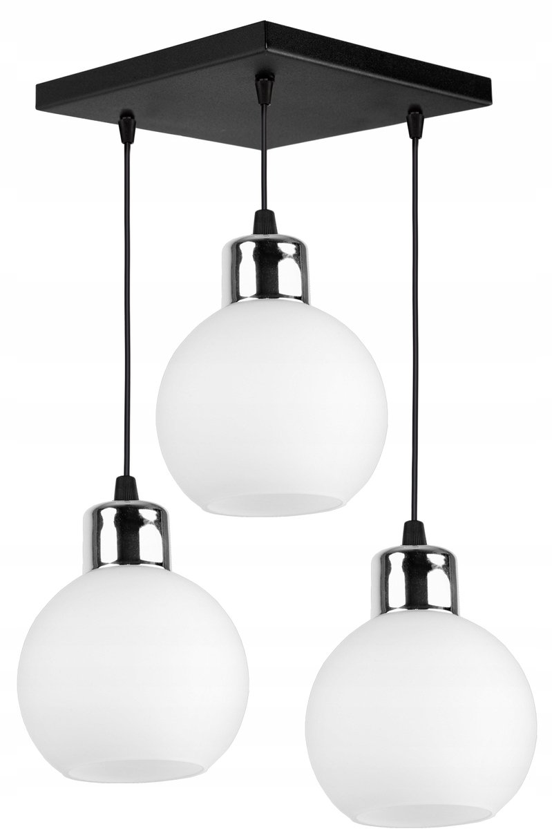Moderne Glazen Hanglamp Zwart/Chroom met 3xE27 Fitting