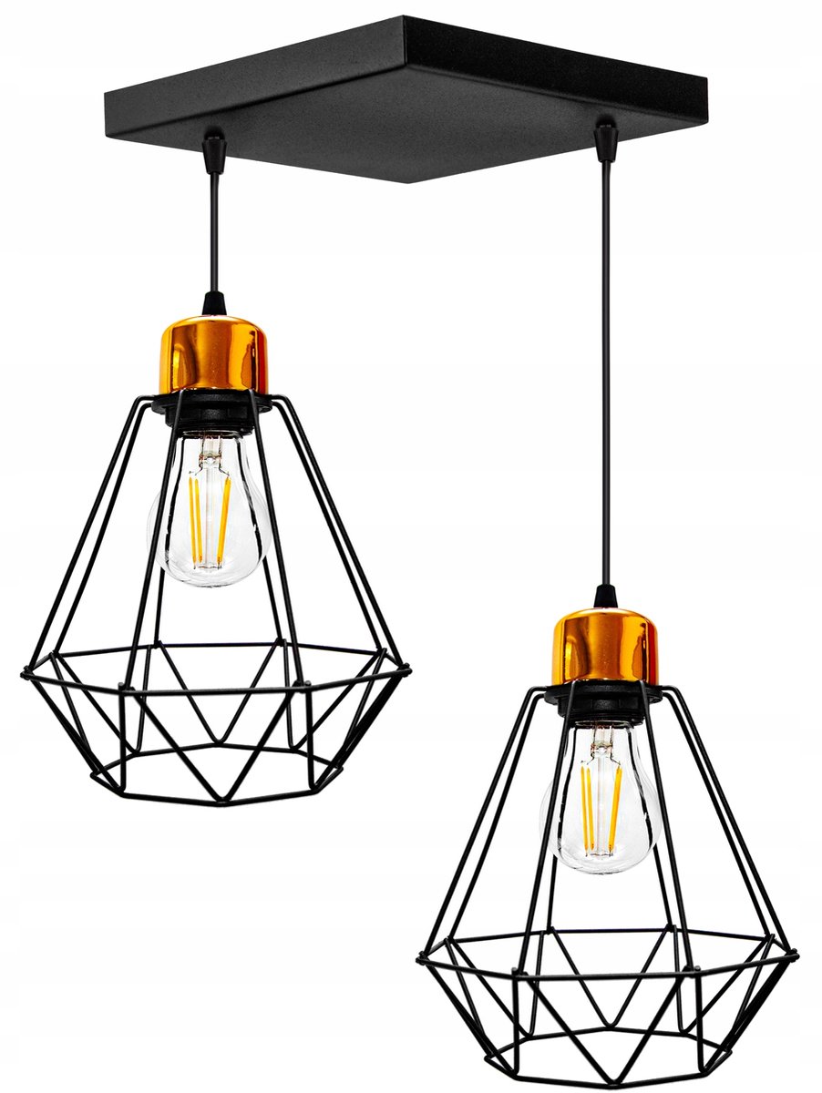 Merkloze Hanglamp Loft Diamant LED - Zwart of Wit met Koper