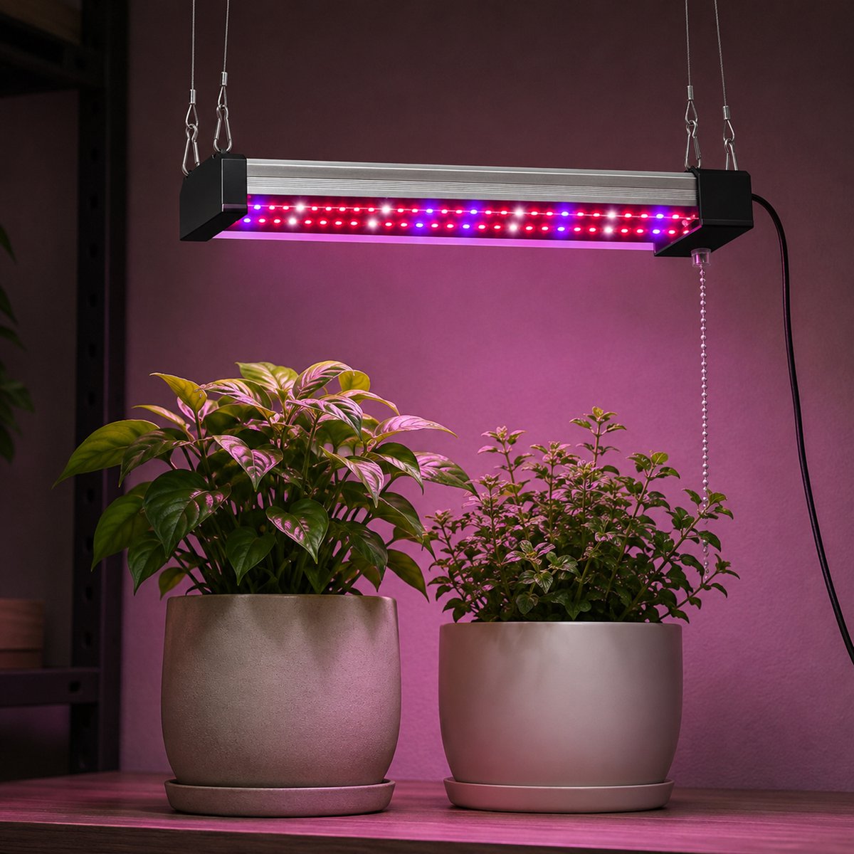 Rosnek LED Kweeklamp - Koppelbare Full Spectrum Groeilamp voor Planten - Lichtbalk met Trekschakelaar - Hangende Plantenlamp voor Rekken, Zaailingen en Kweekkast - 192 leds - 40 W