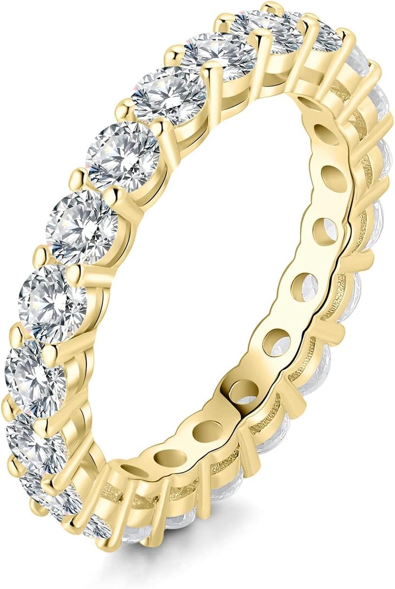 2,2 karaat ronde moissaniet band ring dames, trouwringen damesring 14K geelgoud vergulde trouwringen trouwringen voor vrouwen, voorsteekring, stapelring, eternity ring 54