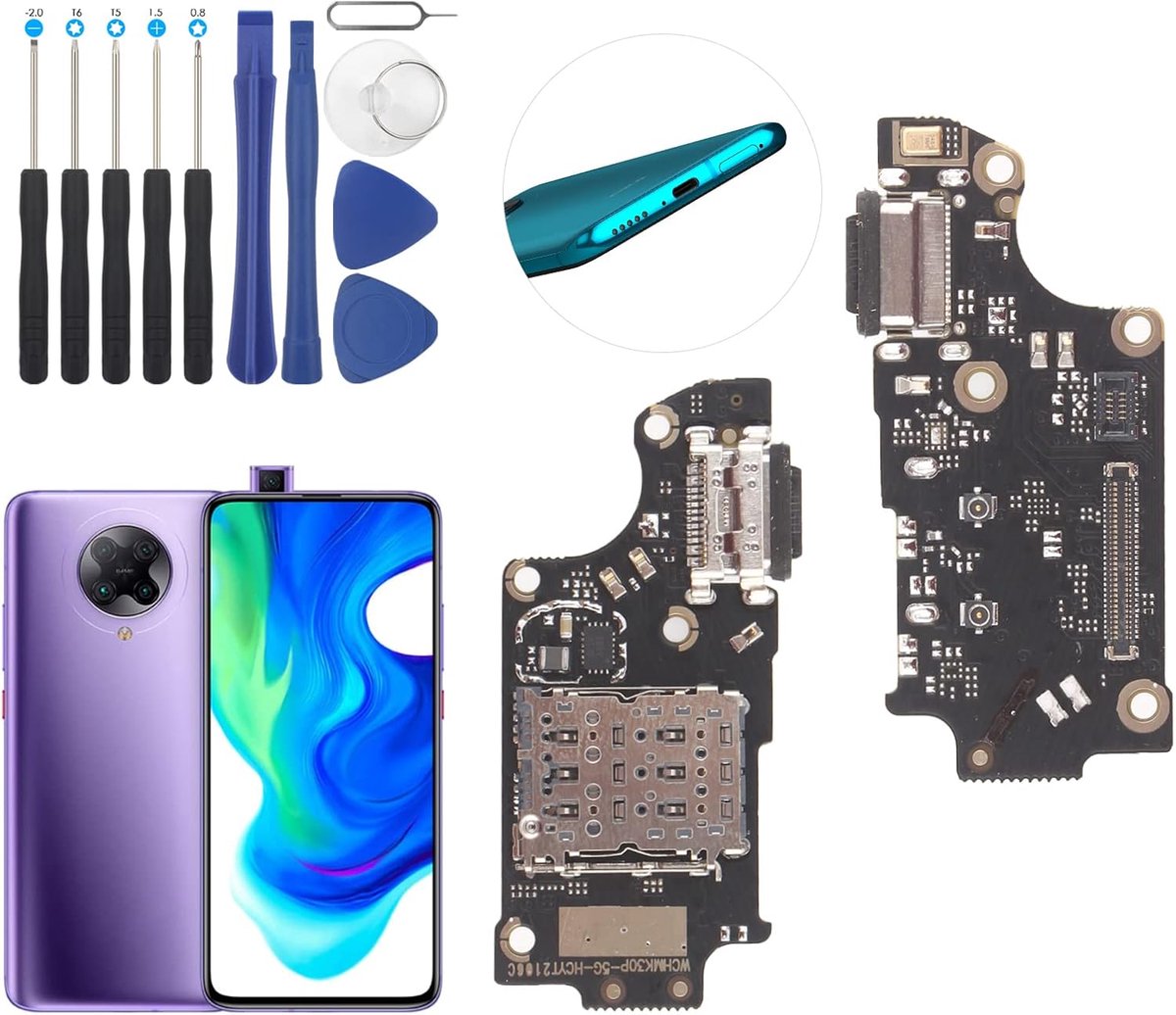 Oplaadaansluiting compatibel met Xiaomi Poco F2 Pro USB dock connector voor Xiaomi Redmi K30 Pro flexibele kabel oplaadpoort oplaadbus vervanging