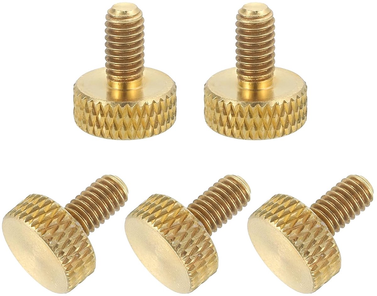 5 stuks M4 x 8 mm messing gekartelde duimschroeven, greepboutknoppen, bevestigingselementen van massief messing met gekartelde duimschroefknoppen voor elektronica, mechanica