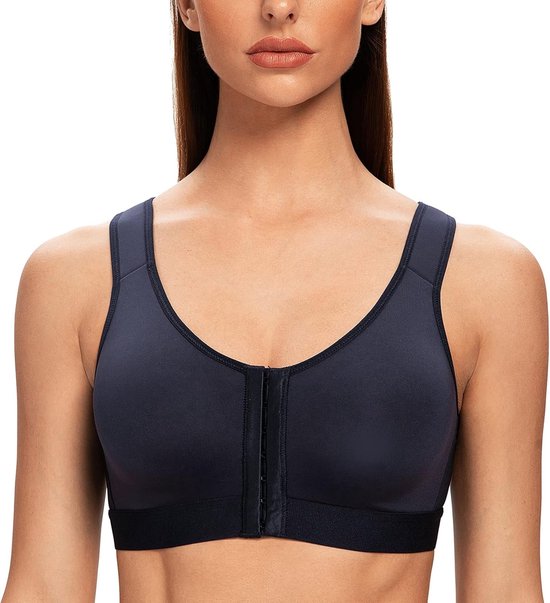 Vrouwen Volledige Dekking Front Bevestiging Draadloze Comfort Niet Gewatteerde Houding BH — afbeelding 4
