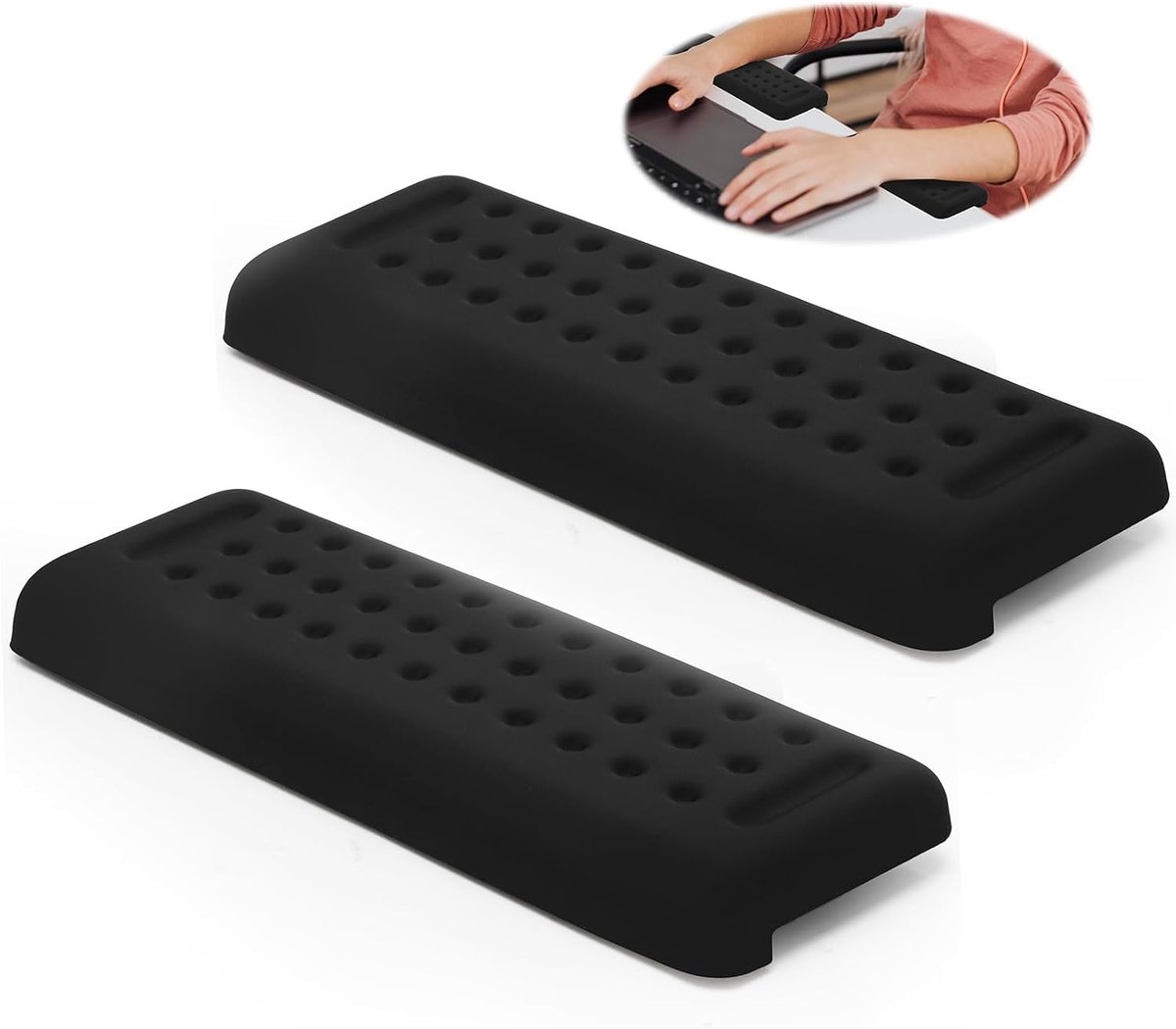 L-vormige bureauset (2-delig) – ergonomische pols-, onderarm- en elleboogsteun voor comfort en ontlasting – antislip bescherming voor tafel- en bureauranden