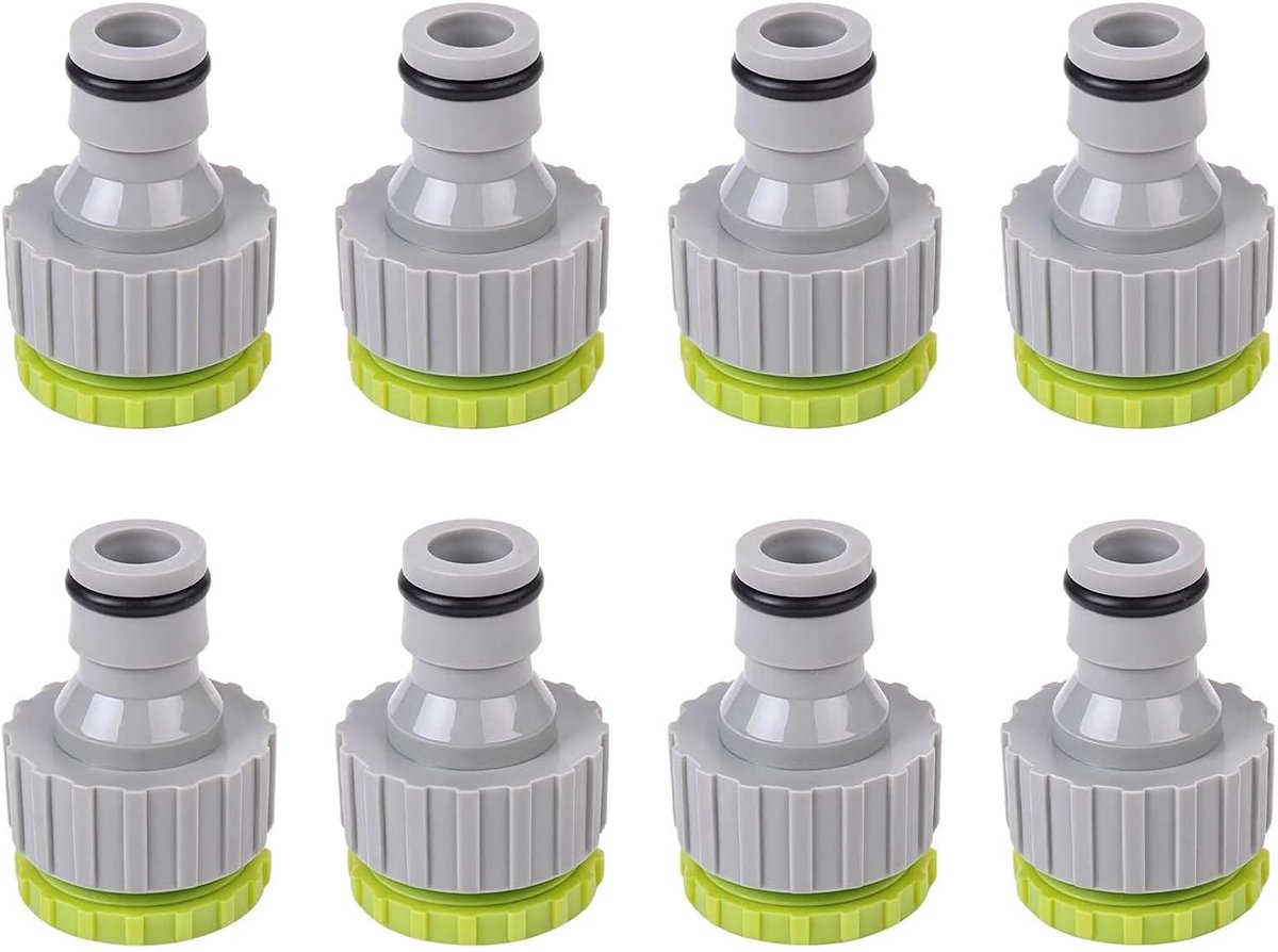 8 stuks universele tuinslangaansluiting 1/2 inch & 3/4 inch, kraanadapter tuinslang, tuinslangmondstuk, snelkoppeling voor tuin, irrigatie, reiniging buiten