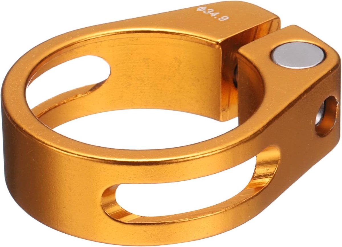 Fietszadelsteunklem, 34,9 mm, fietsclip van aluminiumlegering, fietszadelsteunring met M4-binnenzeskantschroef voor 30,4 tot 31,6 mm fiets, racefiets, steunbuis, goud
