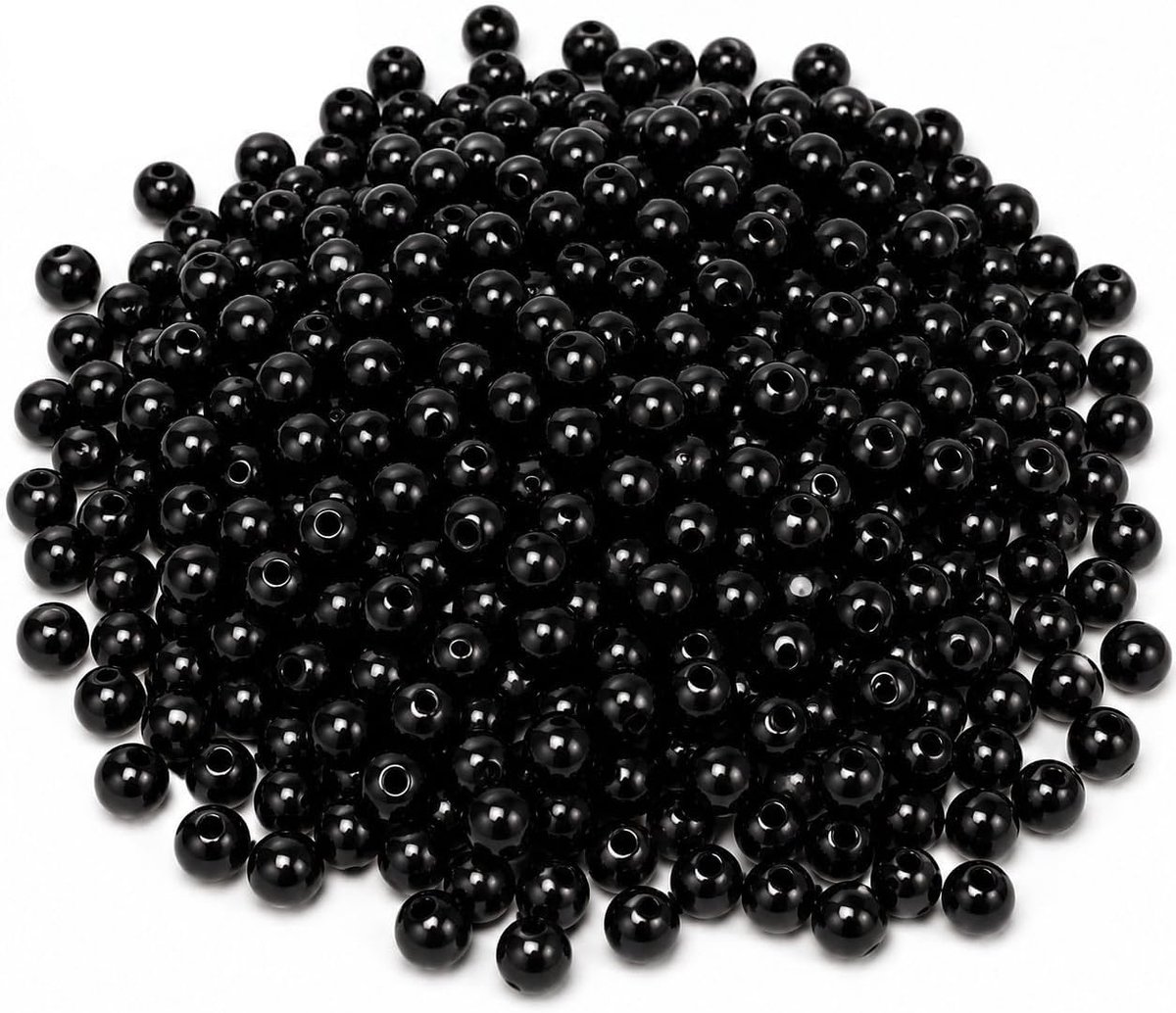 Imitatieparels, parelmoer, waxparels, 200 stuks, 8 mm, zwart, rond, kunstparels voor bruiloft, feest, decoratie, sieraden, knutselen