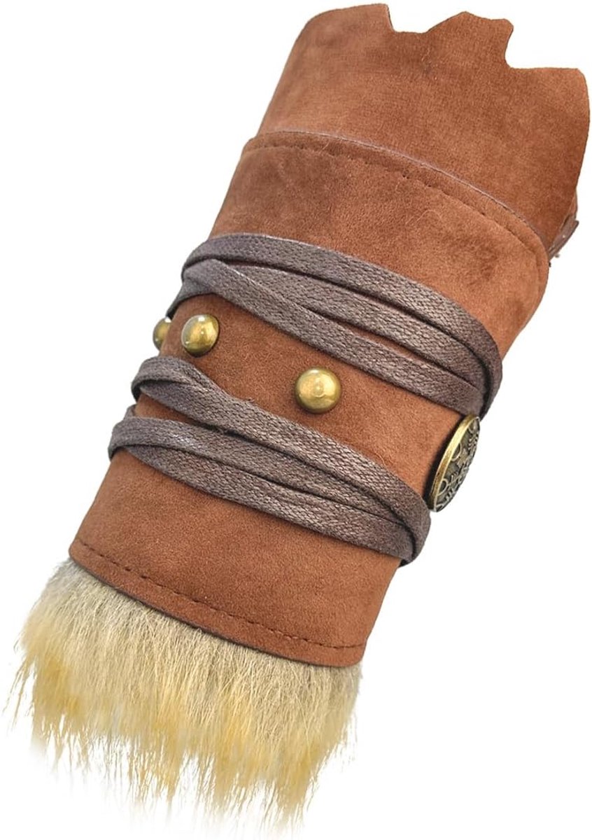 1 paar middeleeuwse suède armbeschermers, verstelbare suède en kunstleren kostuumarmbanden voor LARP, cosplay, renaissancebeurzen