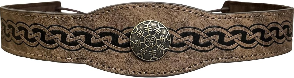 Middeleeuws hoofddeksel van imitatieleer in reliëf, Retro Renaissance Verstelbare Hoofdband, Cosplay Kostuum Accessoires voor LARP