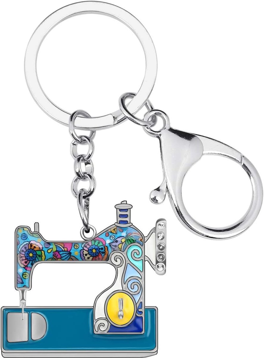 Naaimachine gereedschap schaar strijkijzer sleutelhanger zinklegering sleutelring tas charme cadeau voor vrouwen meisjes