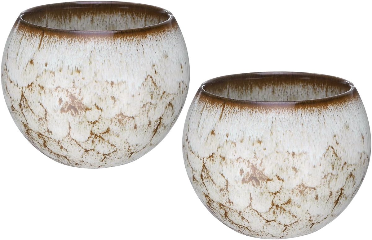 2 theekompen, handgemaakt, 150 ml, Japanse Chinese theekopjes van keramiek, gong voet voor thuis, kantoor, wit