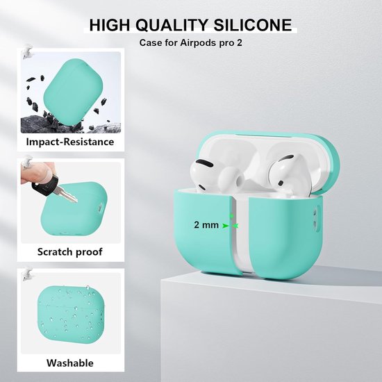 2 stuks Siliconen hoes Compatibel met Airpods Pro 2 Generation hoes 202, Ultra-Thin, zachte bescherm hoes voor Airpods Pro 2, mintgroen/lavendel — afbeelding 2