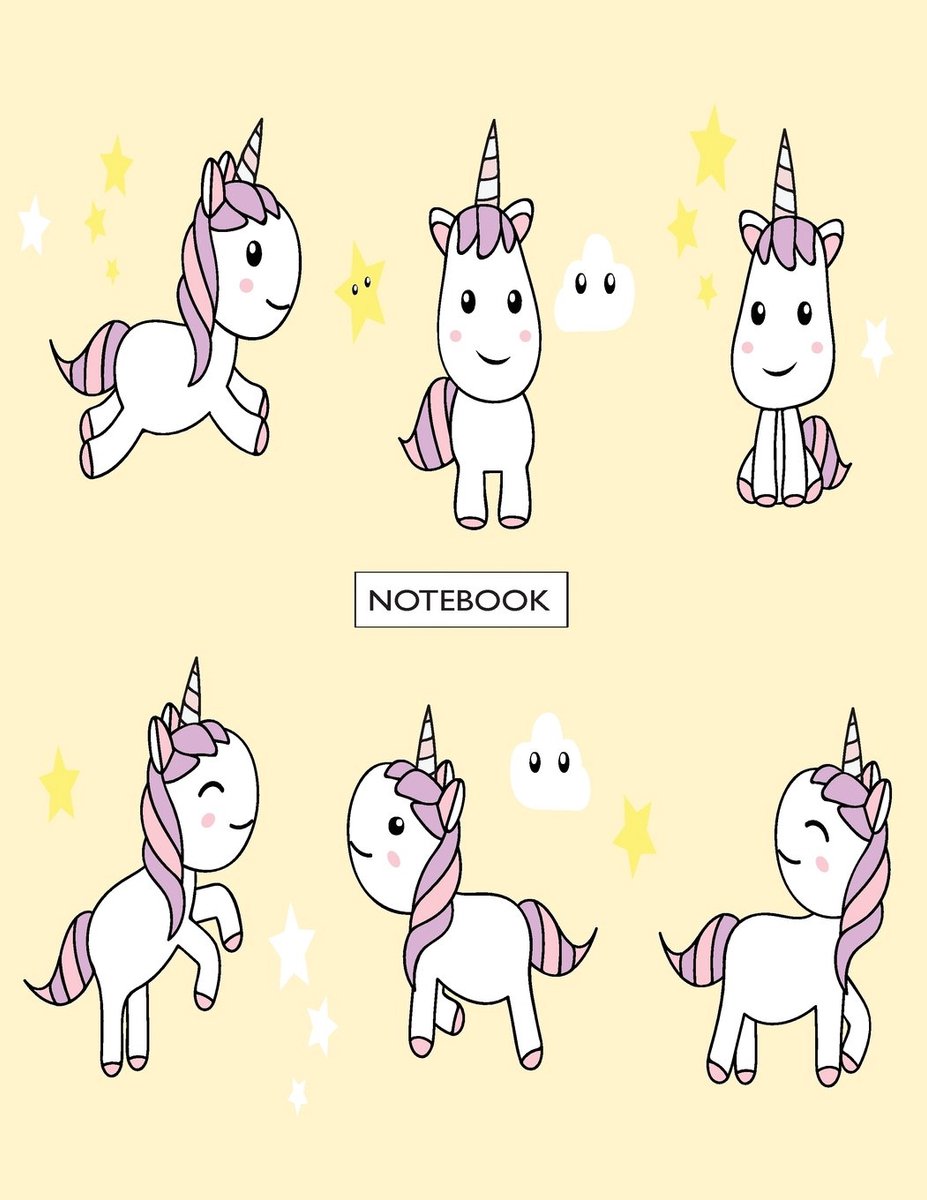 Unicorns on orange cover and Dot Graph Line Sketch pages, Extra large (8.5 x 11) inches, 110 pages, White paper, Sketch, Draw and Paint