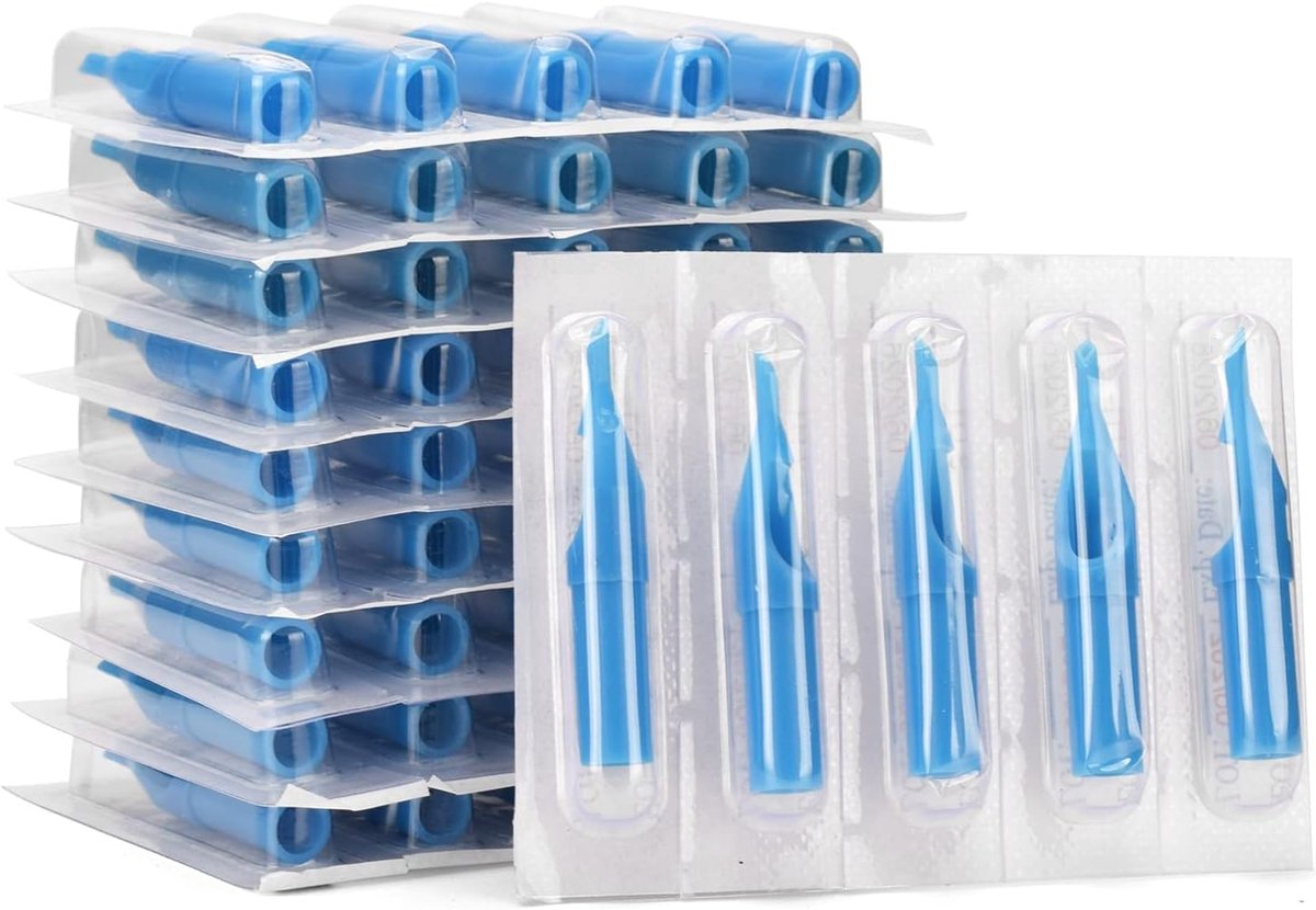 50pcs Disposable Tattoo Needle Tips Set Blue 3DT 5DT 7DT 9DT 11DT Plastic Tattoo Nozzle Tips for Tattooing Supplies (Mixed DT)