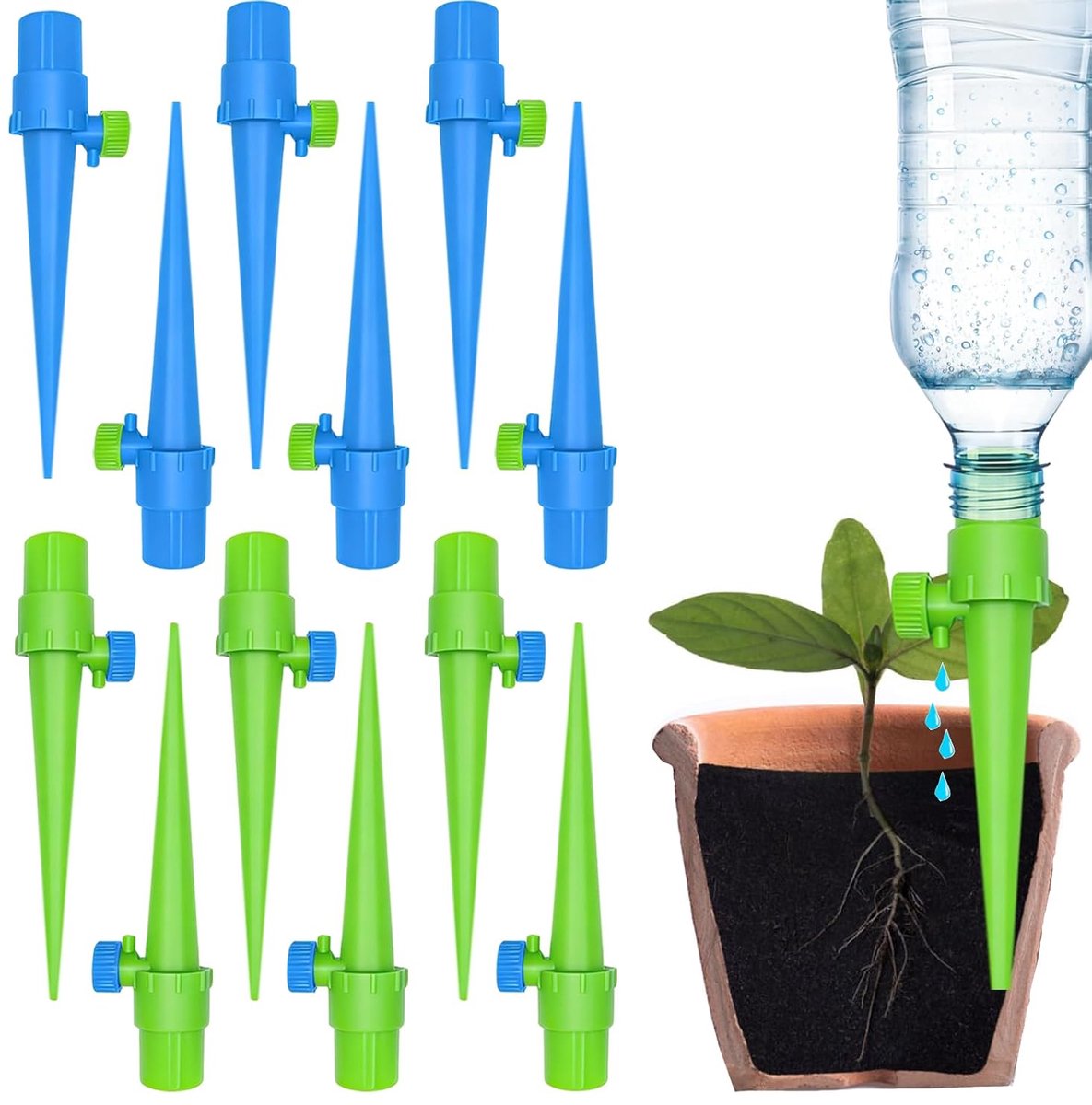 12/24 stuks automatische irrigatiesproeier, verstelbaar, automatische irrigatie voor planten binnen en buiten, irrigatiesysteem voor planten (12 stuks)