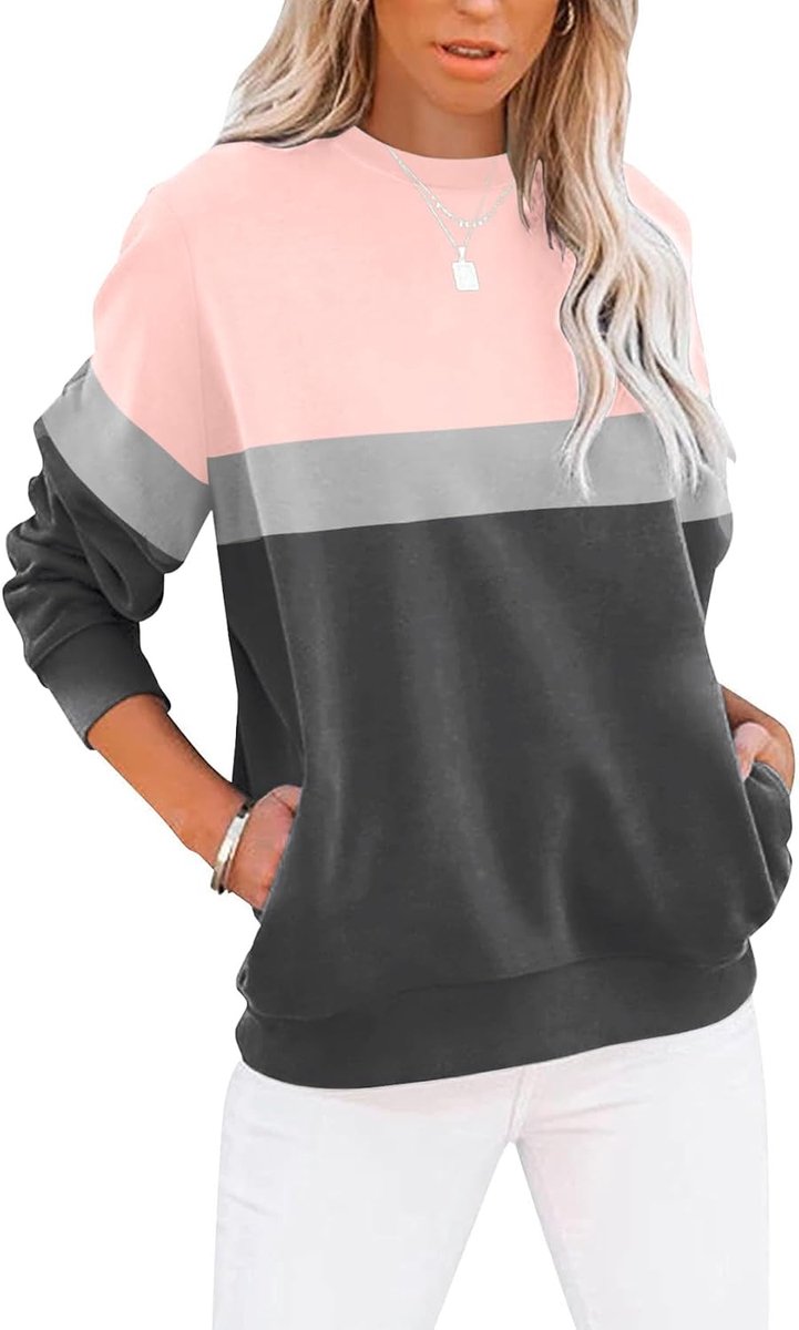 Sweatshirt Dames T-shirts Lange Mouw Ronde Hals Tops Basic Shirt Dames Tees Losse Fit Casual Comfortabel Bovendeel