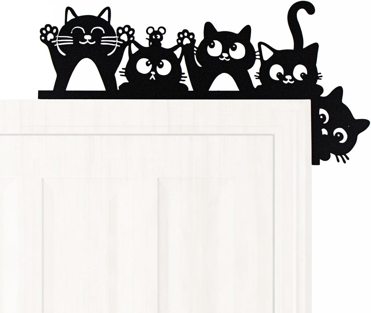 Decoratie deurkozijn, 30 x 15 cm, smaakkat, zwart, decoratie voor deuren, thuis, badkamer, kantoor, slaapkamer