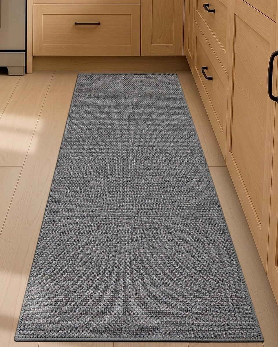 4mm Dunne Keukenloper antislip wasbaar 43x150cm, Lichtgrijs | Geweven Rubber Backed Keuken Runner, Absorberende, Lätt att rengöra voor de gootsteen, gang, wasruimte