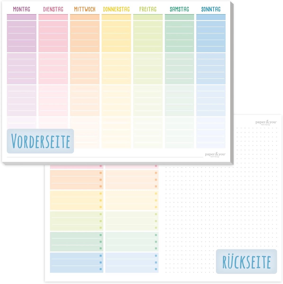 Weekplanner - Regenboog - A4 - Ongedateerd Scheurblok met Kleurcodering - Voor Flexibele Planning