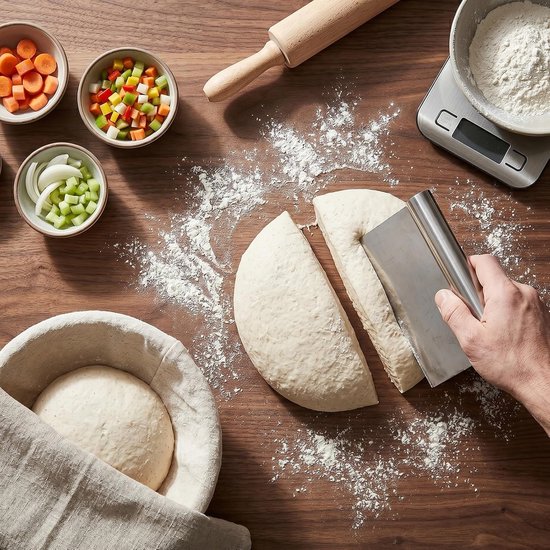 Keukenhulp van roestvrij staal - veelzijdig gereedschap voor het verzamelen van groenten, deegschraper, raclette en keukenspatel, ideaal voor alle koks van keukenhulp — afbeelding 5