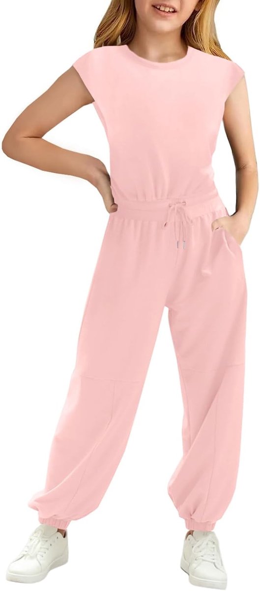 Jumpsuits voor meisjes, modieus, lange broek, meisjes, zomer, korte mouwen, overall, casual, sport, jumpsuit