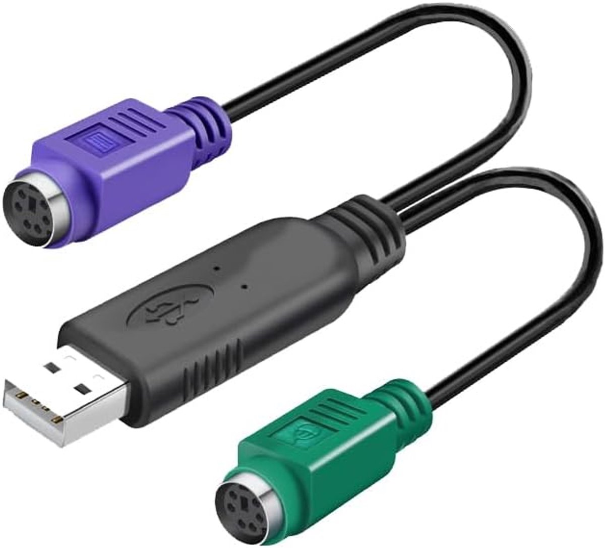 Naar USB adapter toetsenbord-muisadapter PS2 naar USB kabel ingebouwde chip plug and play niet nodig (zwart)