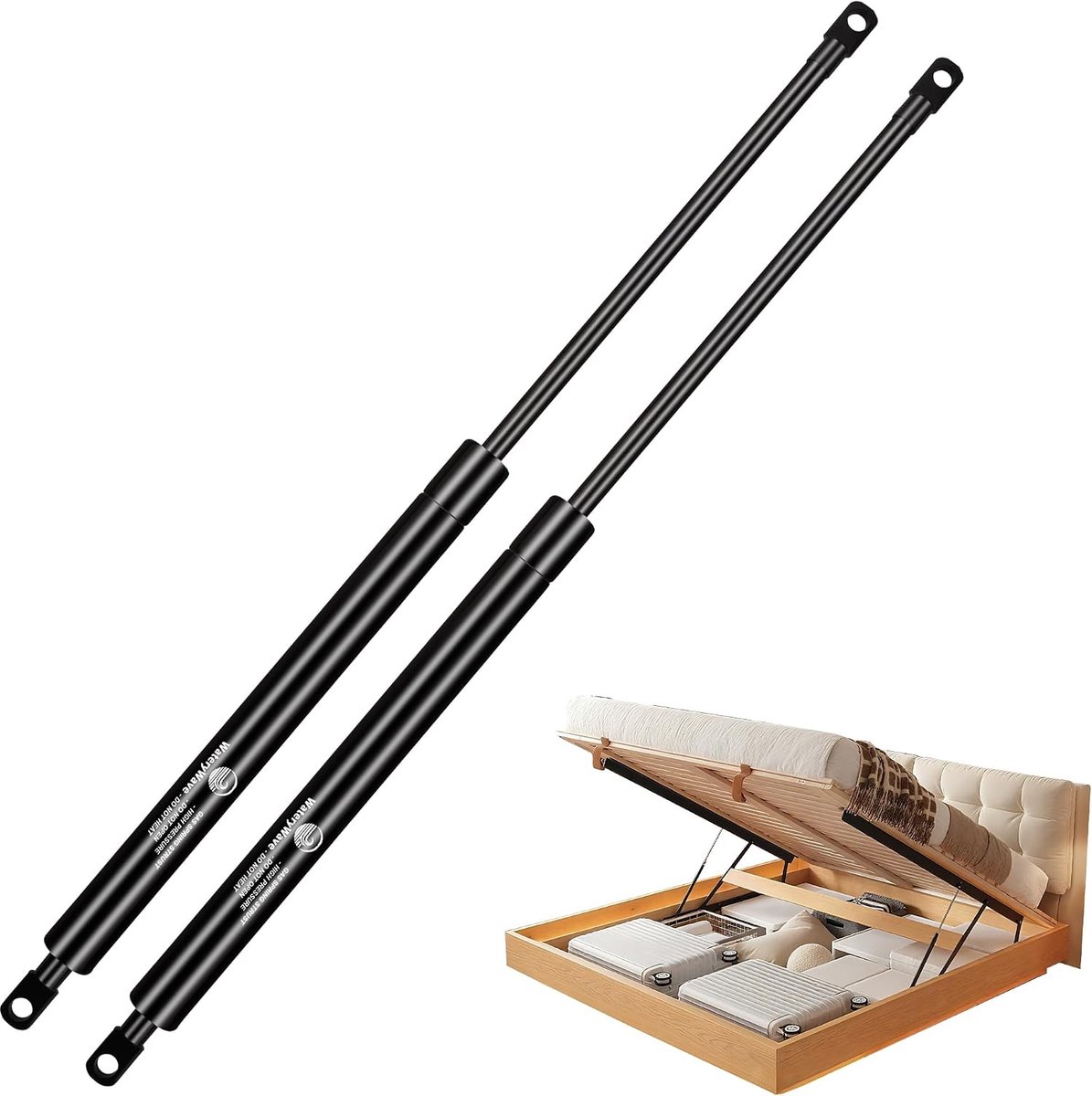 385MM 700N Gasdrukveer met 8mm Oogjes Hydraulische Houder Gasveer Demper Achterklep Gasveren voor Ottomaanse Bed Zware Deksel Gereedschapskist Kast Vloerluik Deur (385MM-700N)