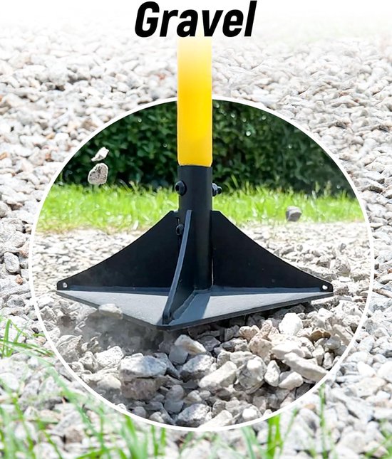 25 x 25 cm stamper van staal met handvat 112 cm voor het egaliseren van bodem, grind, zand, asfalt, tuin, erf — afbeelding 2