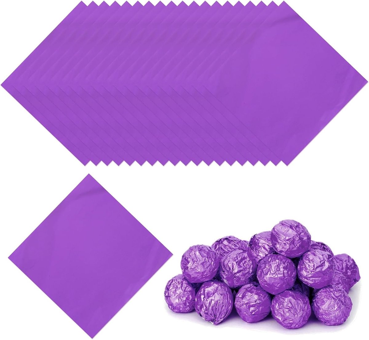 3,15 Inch Folie Snoep Wrappers, 100 Stuks Chocolade Inpakpapier voor Zelfgemaakte Karamel DIY Snoepjes Decoratie Chocolade Cake Verpakking, Paars