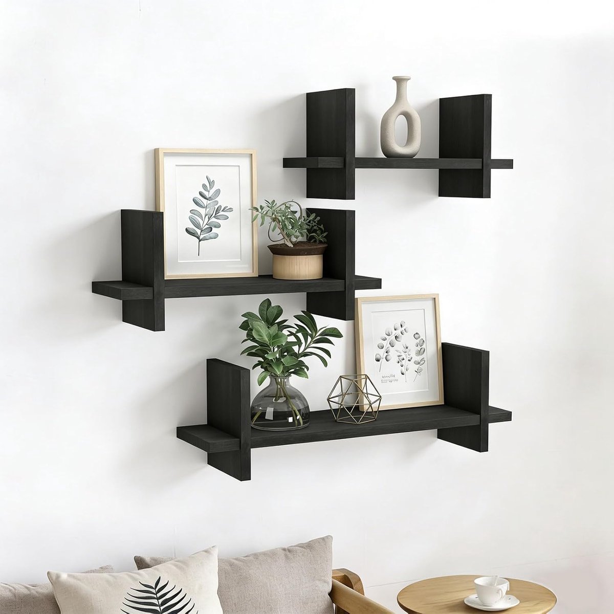 Zwevende planken van massief hout voor keuken, woonkamer, slaapkamer, badkamer, eenvoudig te monteren, decoratief hangrek