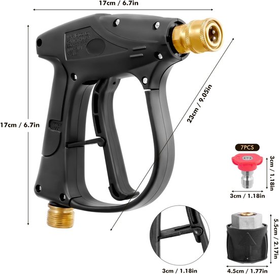 Hogedrukreiniger, pistool, 4350 psi, met 7 sproeiers, snelaansluiting, waspistool, M22, 10 mm interface, voor auto, vloer, hogedrukpistool, reinigingspistool, autoreiniging — afbeelding 3