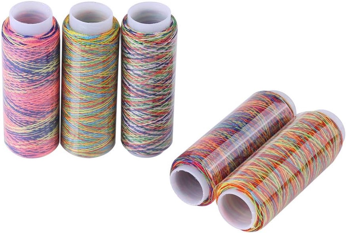 5 stks Bonte Naaigaren Kleurverloop Borduurgaren Spoelen voor Naaimachine Naaien Kleding Accessoire Andere naai- en borduurproducten