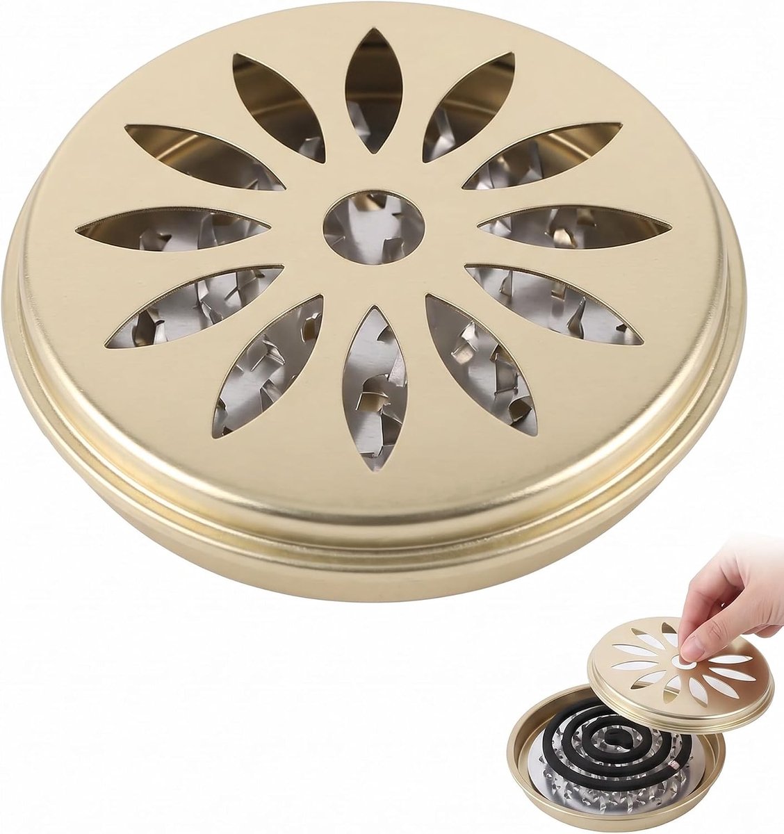 Metalen muggenspiraalhouder met deksel, houder voor muggenspiraal voor thuis, tuin, balkon, camping en vissen